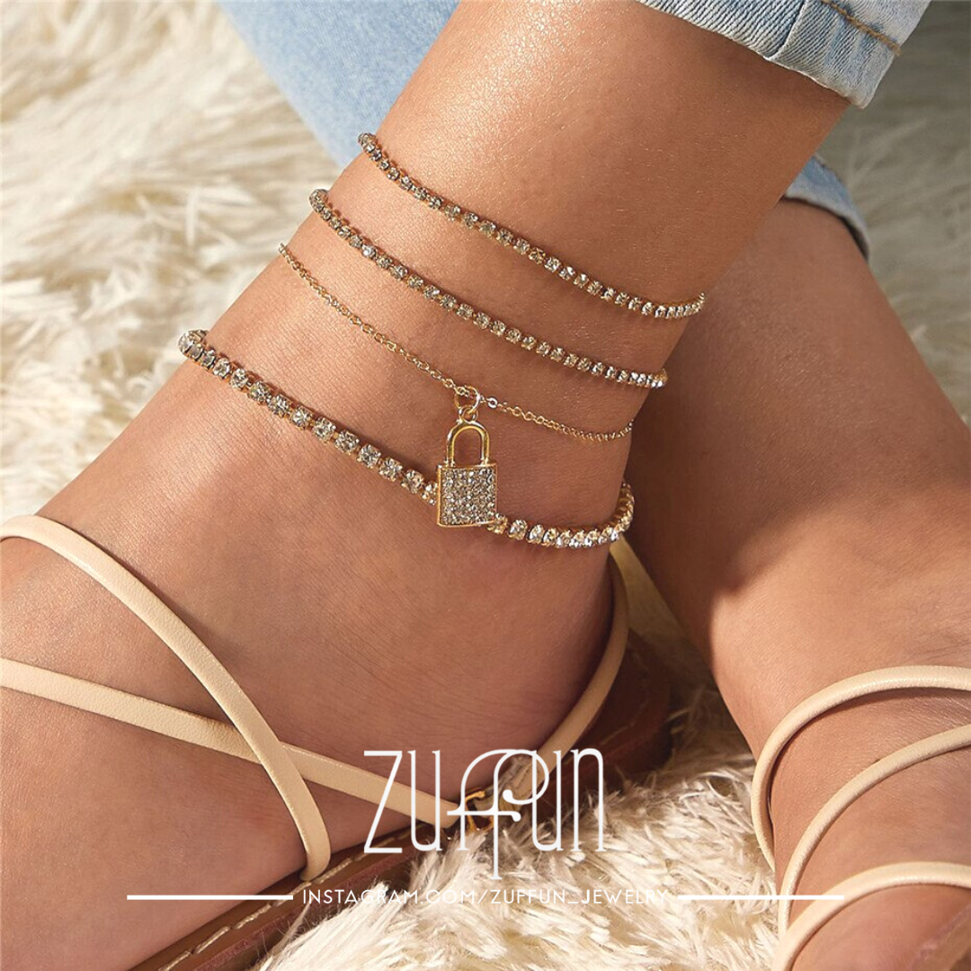Lock Charm Anklet Set