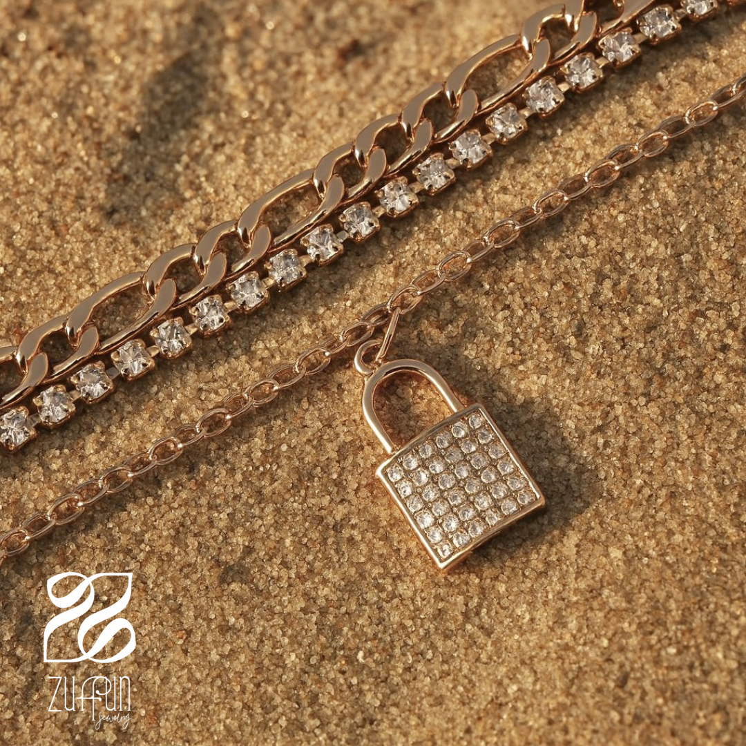 Lock Charm Anklet Set