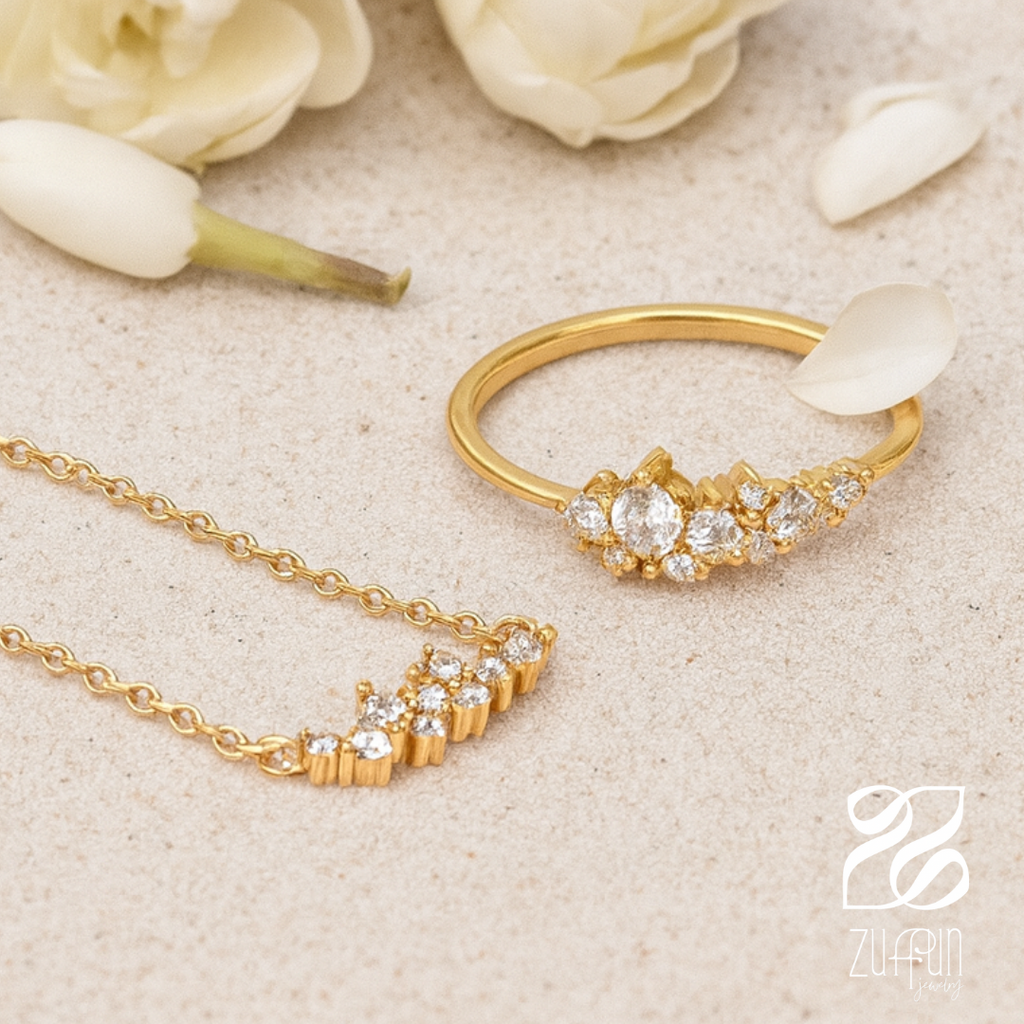 Lustre Ring & Necklace Set | Zirconium