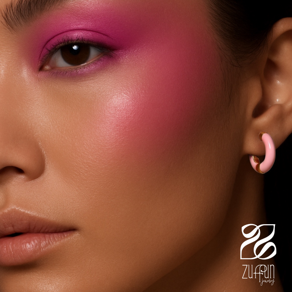 Pink Enamel Hoops