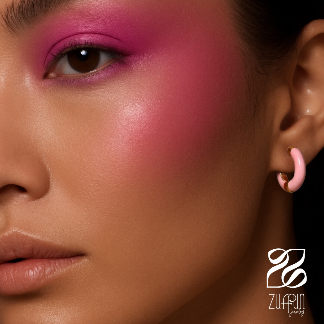Pink Enamel Hoops