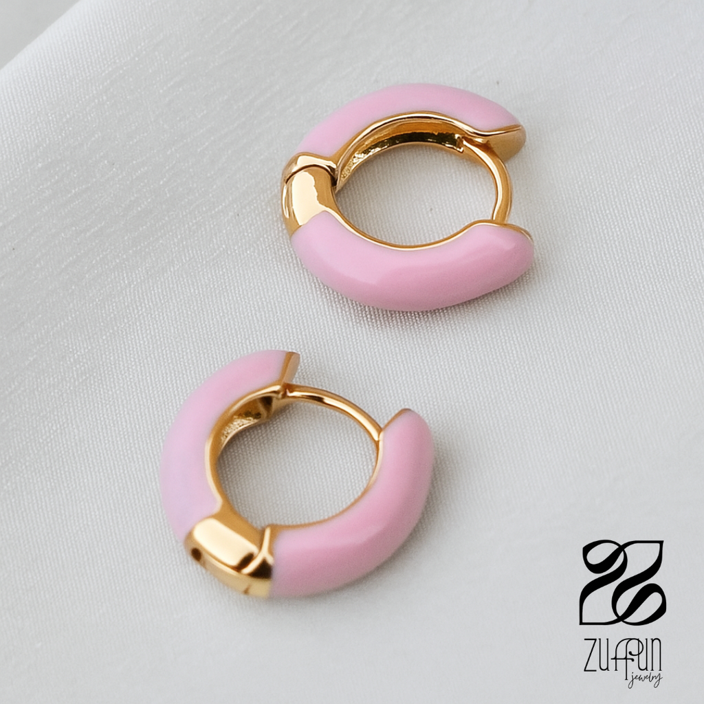 Pink Enamel Hoops