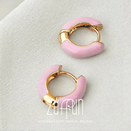 Pink Enamel Hoops